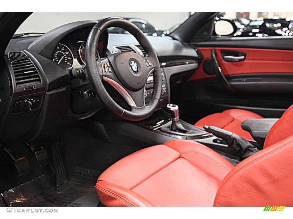 2008 1 Series 128i Convertible - Jet Black / Coral Red photo #8