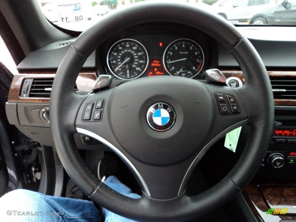 2007 BMW 3 Series 335i Convertible Black Steering Wheel Photo #60638710