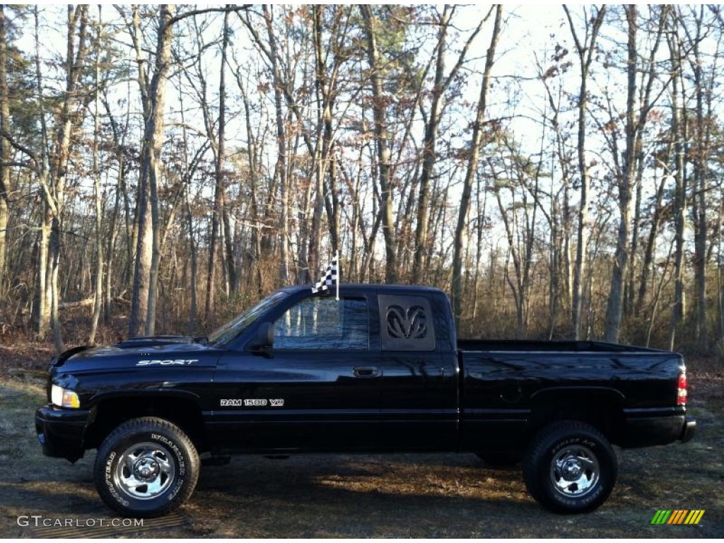 2001 Ram 1500 Sport Club Cab 4x4 - Black / Mist Gray photo #4