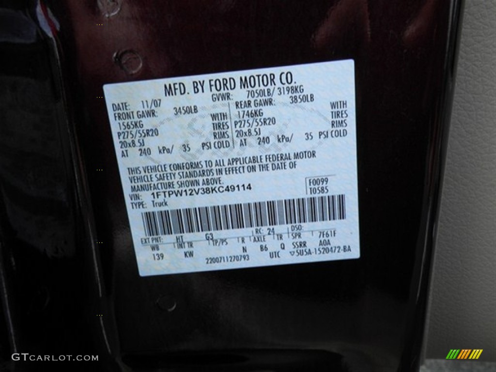 2008 F150 Color Code HT for Mahogany Metallic Photo #60645448