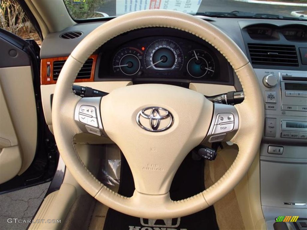 2007 Toyota Solara SLE V6 Convertible Ivory Steering Wheel Photo #60645759