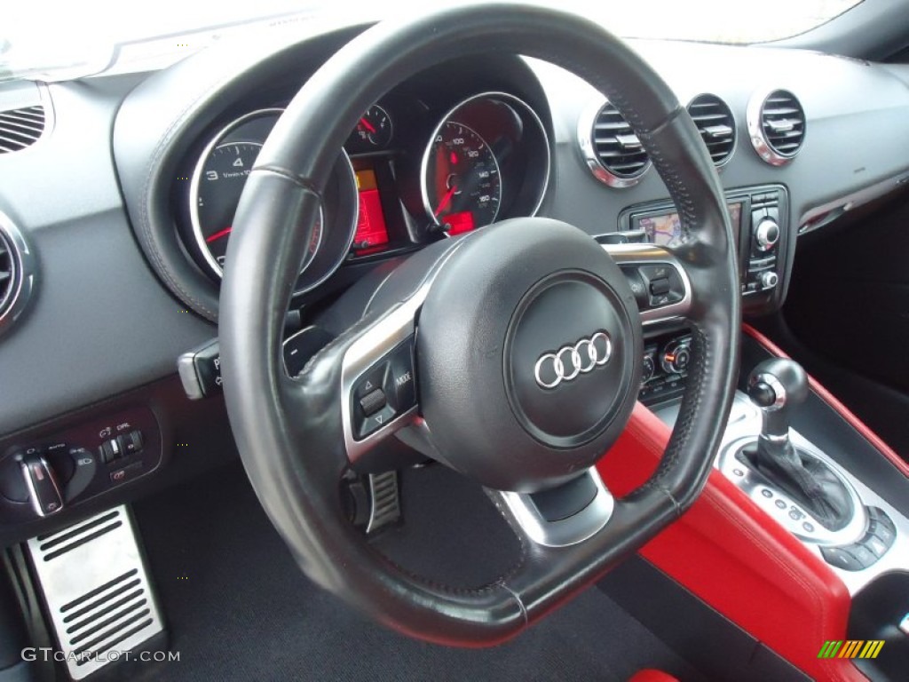 2008 Audi TT 3.2 quattro Coupe Crimson Red Steering Wheel Photo #60650045