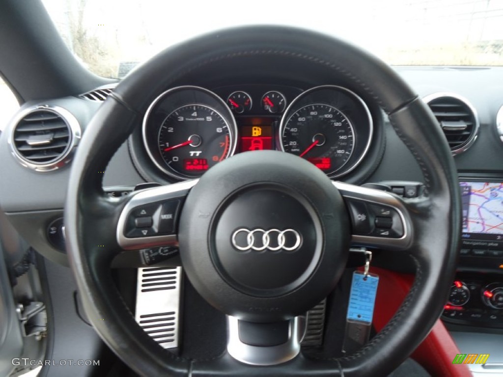 2008 Audi TT 3.2 quattro Coupe Crimson Red Steering Wheel Photo #60650288