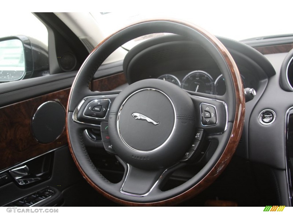2012 Jaguar XJ XJ Jet Steering Wheel Photo #60654044