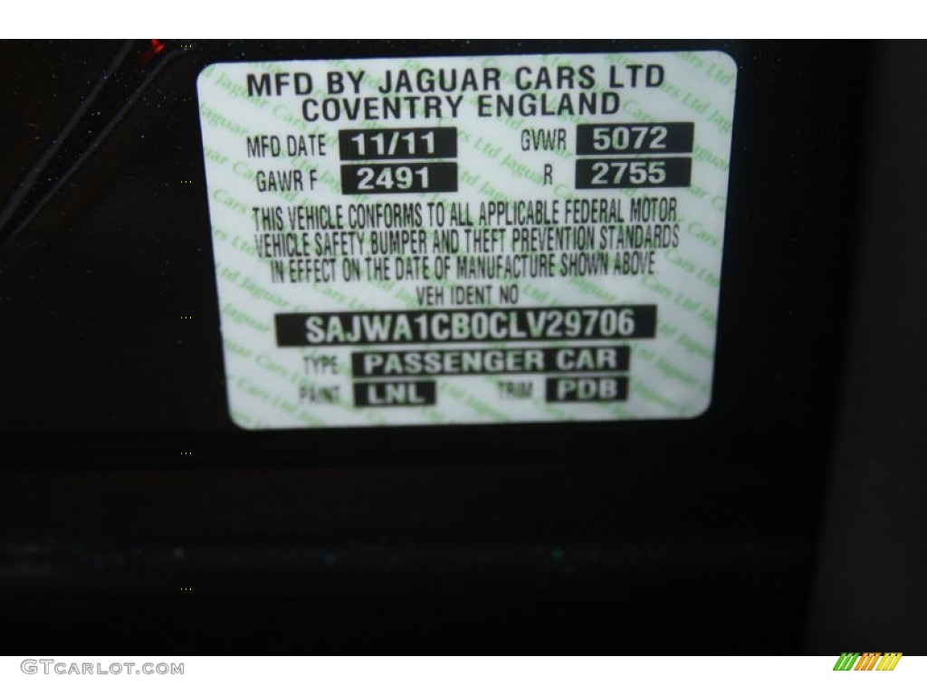 2012 XJ Color Code LNL for Stratus Grey Metallic Photo #60654071