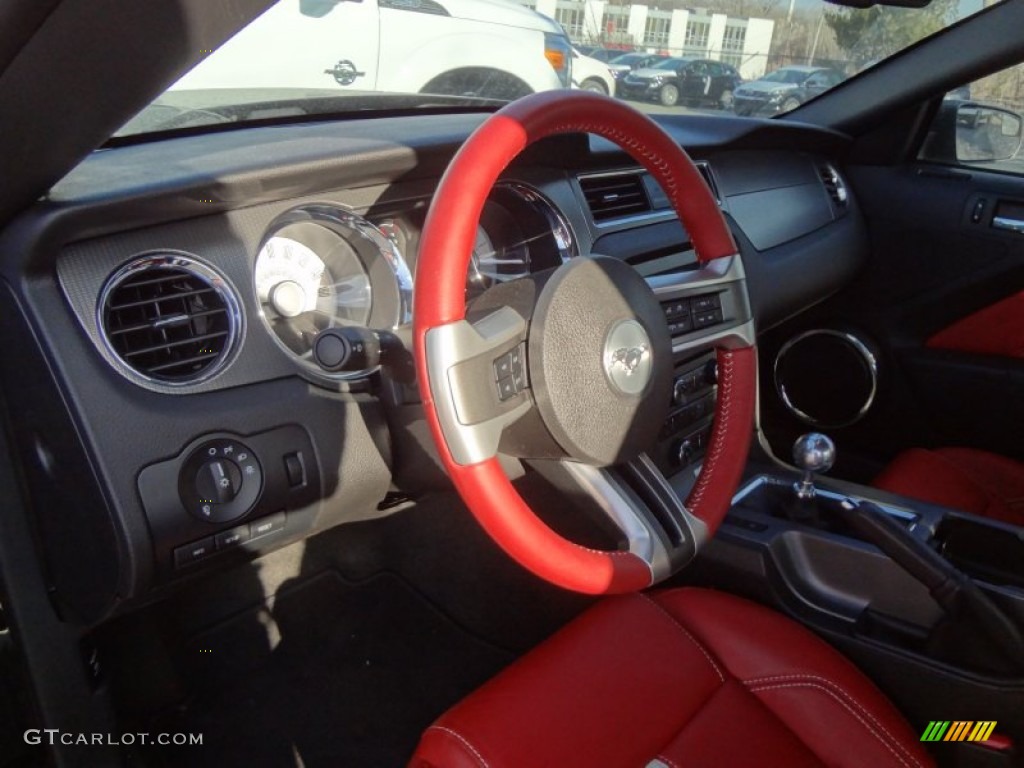 2012 Ford Mustang GT Premium Coupe Brick Red/Cashmere Steering Wheel Photo #60658397