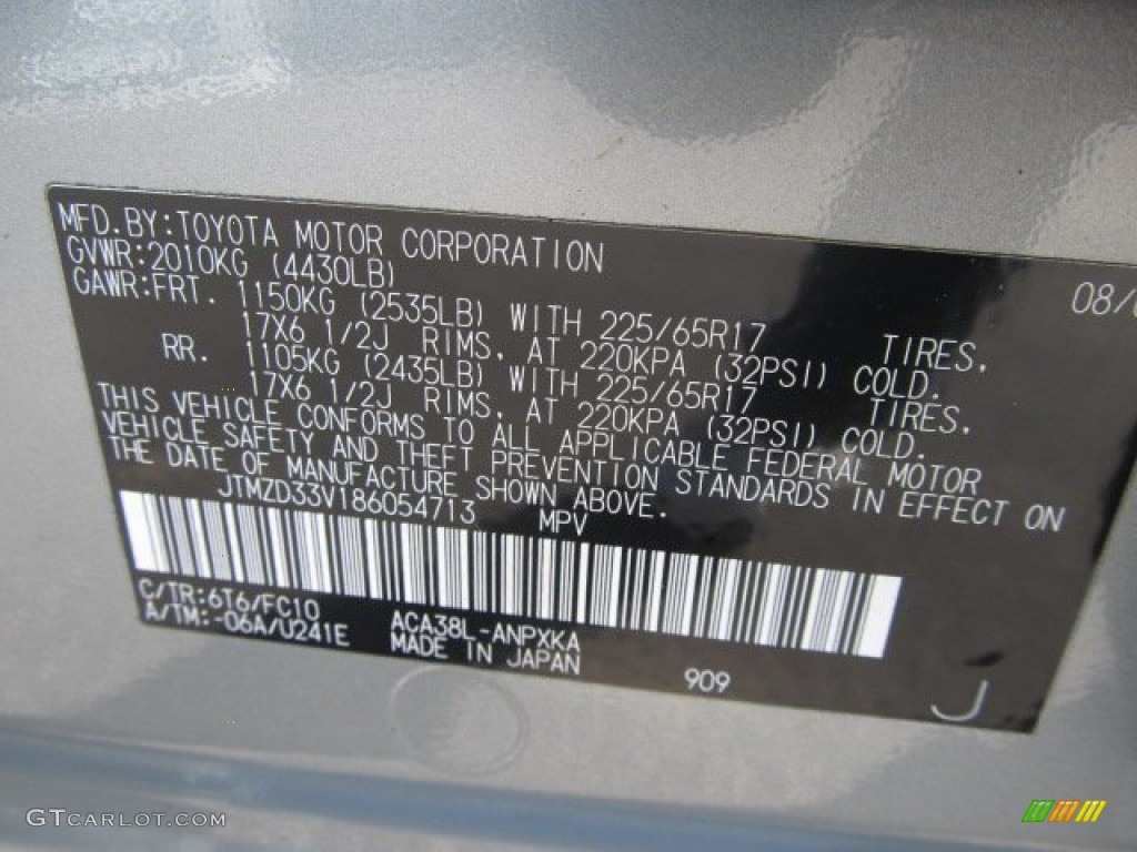 2008 RAV4 Color Code 6T6 for Everglade Metallic Photo #60659951
