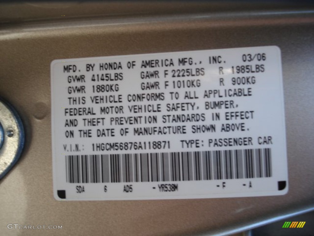 2006 Accord EX-L Sedan - Desert Mist Metallic / Ivory photo #25