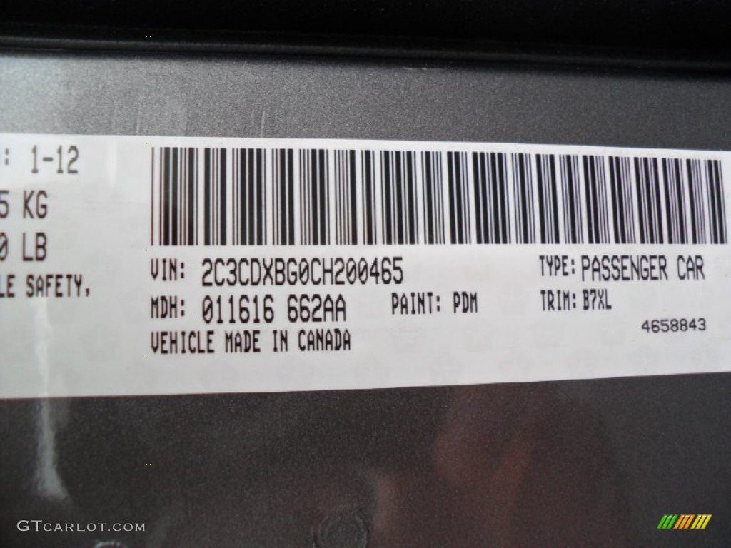 2012 Charger Color Code PDM for Tungsten Metallic Photo #60662771