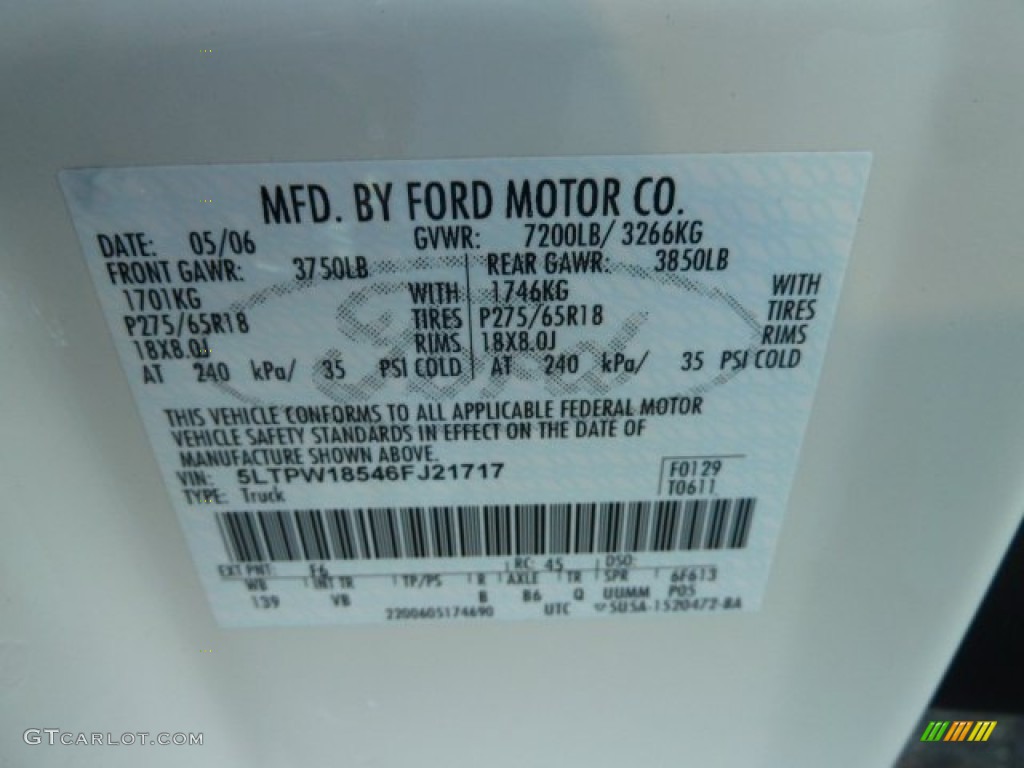 2006 Lincoln Mark LT SuperCrew 4x4 Color Code Photos