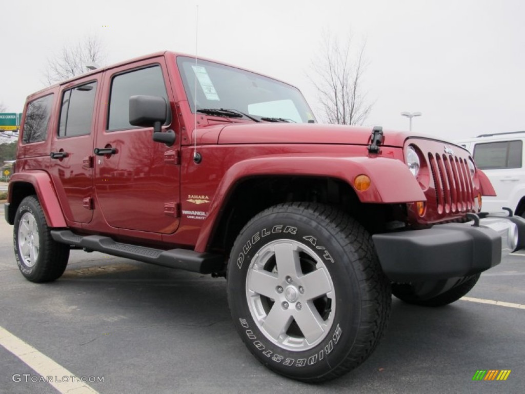 Deep Cherry Red Crystal Pearl 2012 Jeep Wrangler Unlimited Sahara 4x4 Exterior Photo #60668327