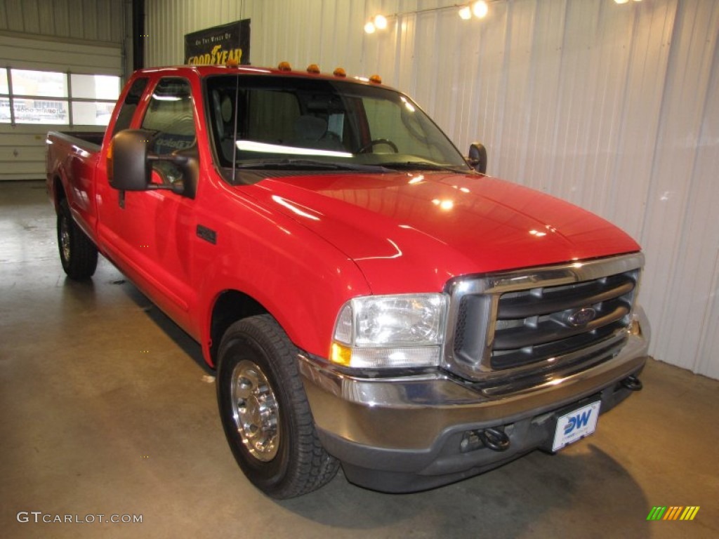 2003 F250 Super Duty XLT SuperCab - Red Clearcoat / Medium Flint Grey photo #1