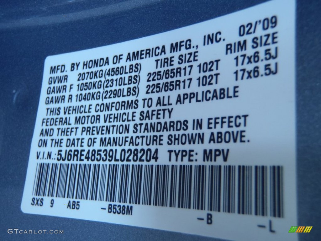 2009 CR-V EX 4WD - Glacier Blue Metallic / Gray photo #18