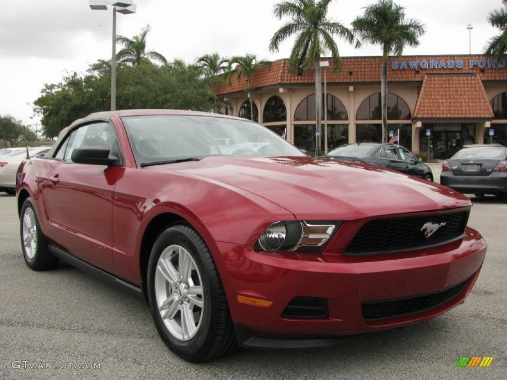 2011 Mustang V6 Convertible - Red Candy Metallic / Stone photo #2
