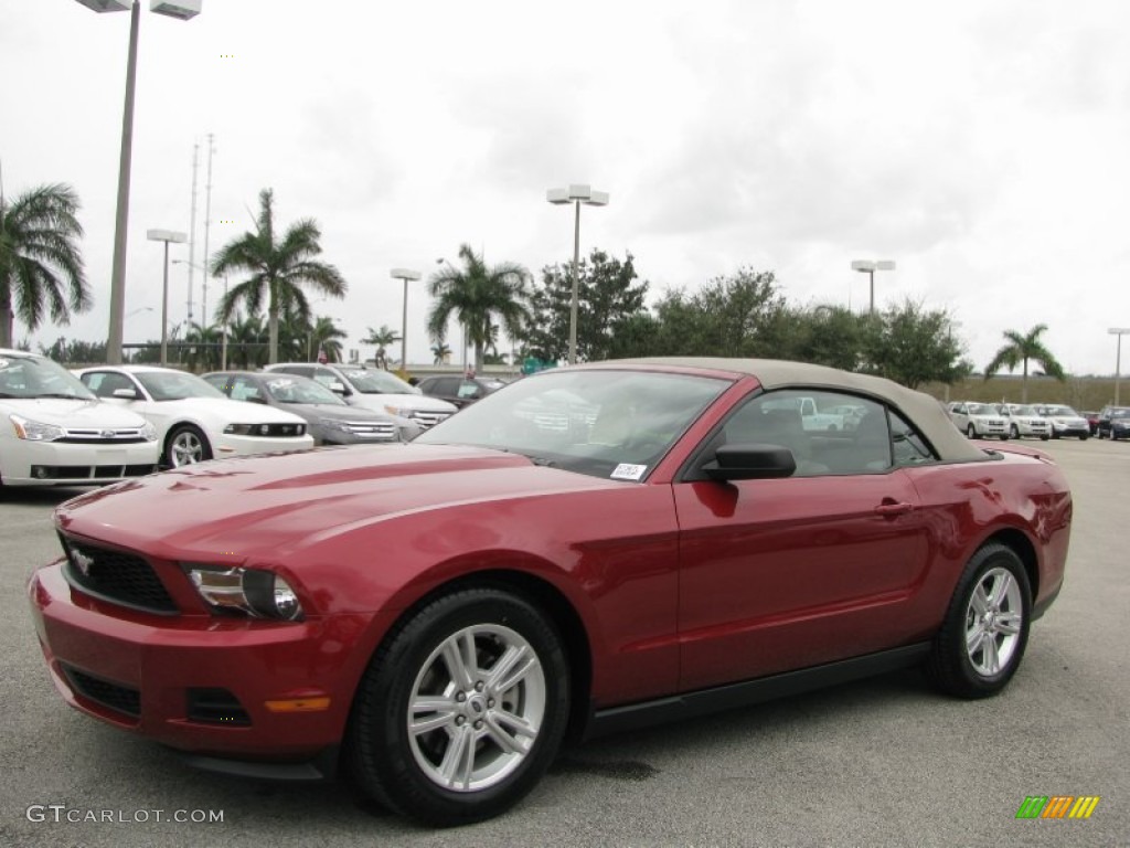 2011 Mustang V6 Convertible - Red Candy Metallic / Stone photo #12