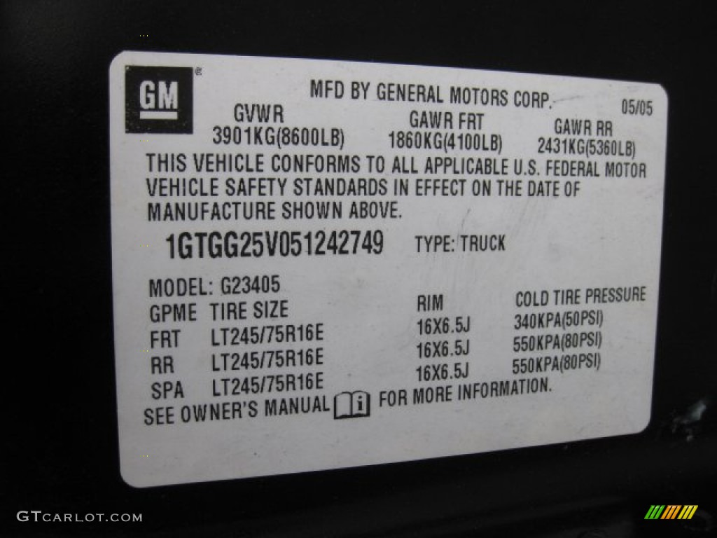 2005 Savana Van 2500 Cargo - Onyx Black / Medium Pewter photo #12