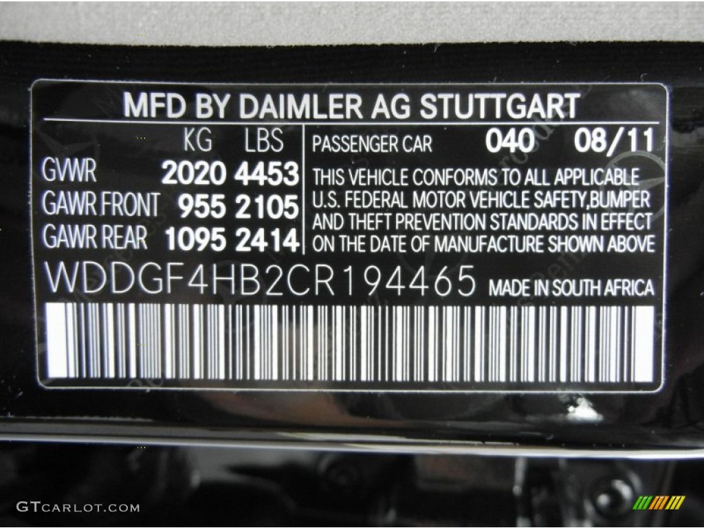 2012 C Color Code 040 for Black Photo #60679574
