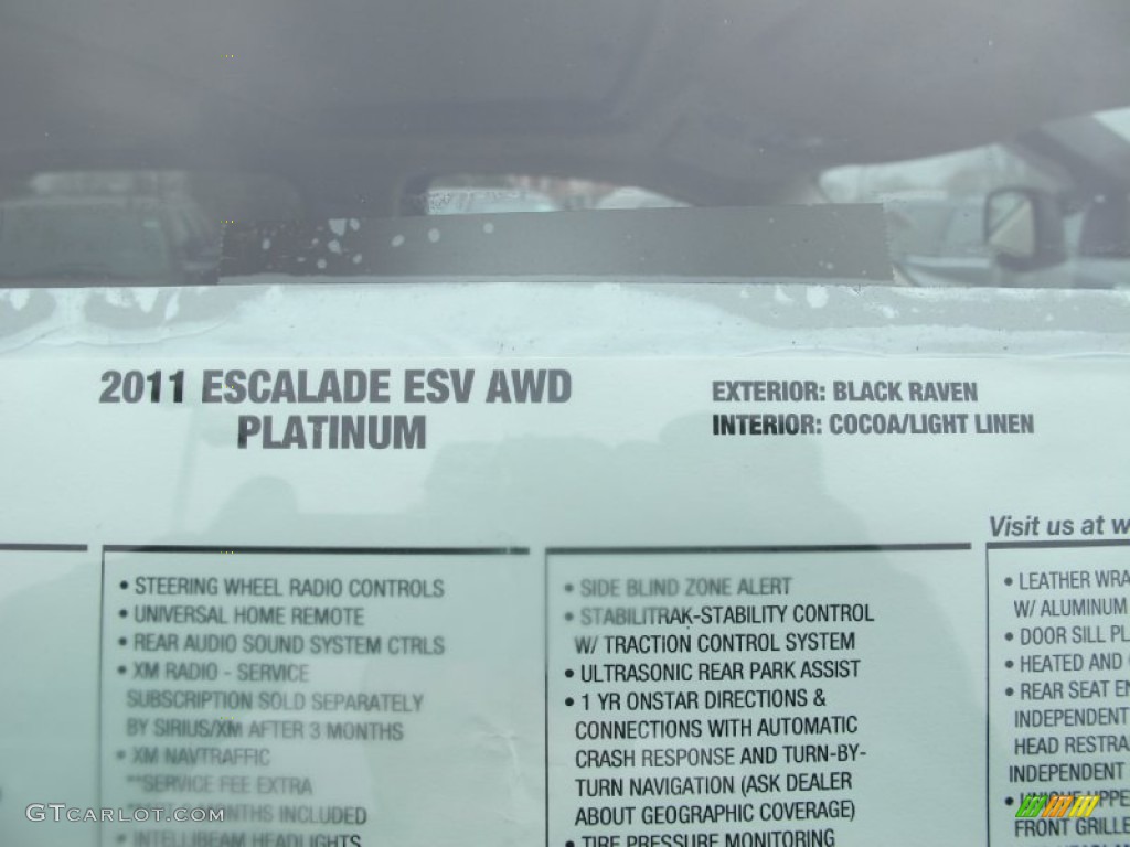 2011 Cadillac Escalade ESV Platinum AWD Window Sticker Photo #60680824