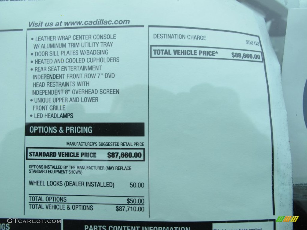 2011 Cadillac Escalade ESV Platinum AWD Window Sticker Photo #60680843