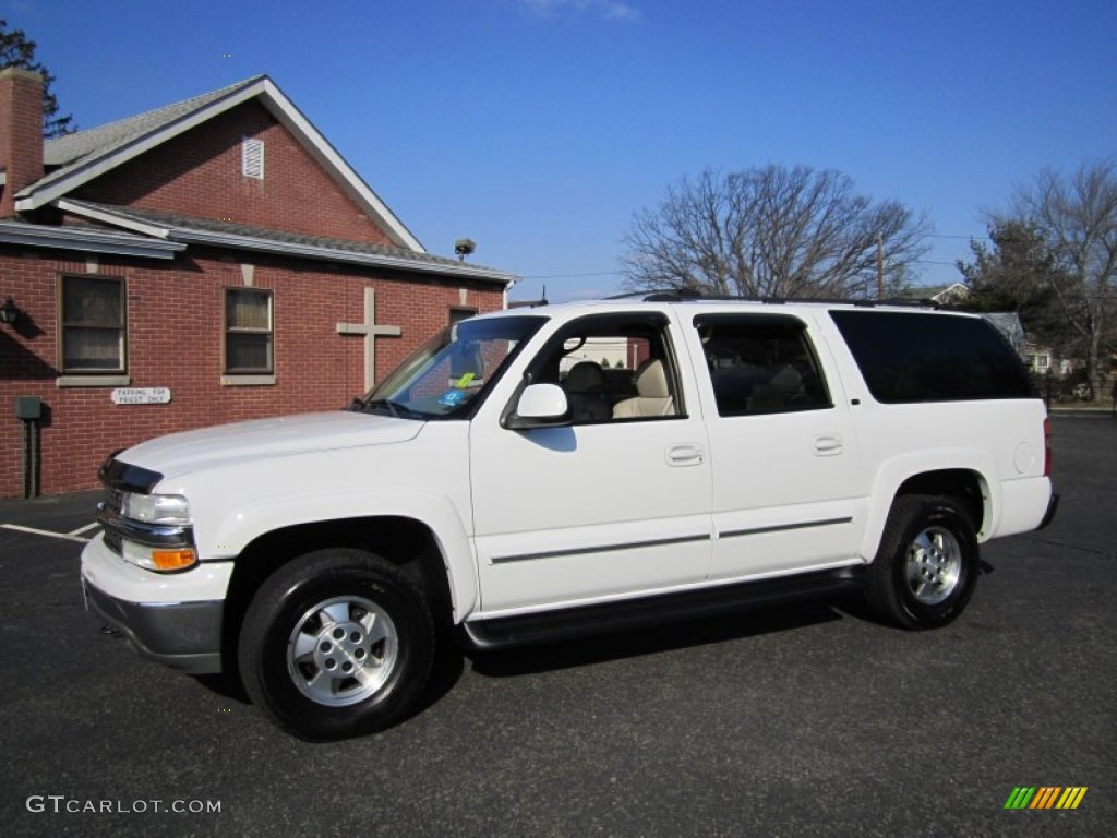 2002 Suburban 1500 LT 4x4 - Summit White / Tan photo #1