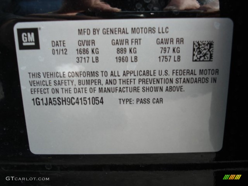 2012 Sonic LS Sedan - Black / Jet Black/Dark Titanium photo #20