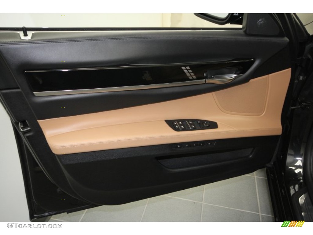 2011 BMW 7 Series Alpina B7 LWB Saddle/Black Nappa Leather Door Panel Photo #60711937