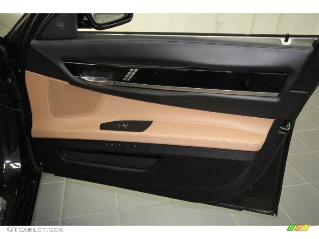 2011 BMW 7 Series Alpina B7 LWB Saddle/Black Nappa Leather Door Panel Photo #60712219