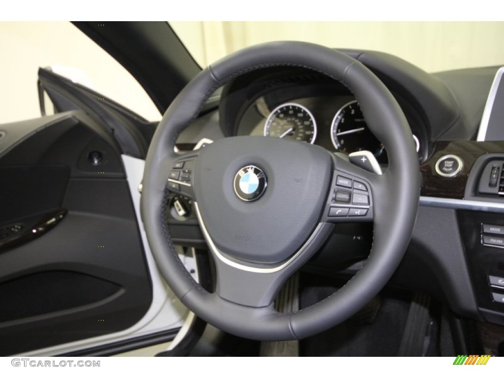 2012 BMW 6 Series 650i Convertible Black Nappa Leather Steering Wheel Photo #60719570
