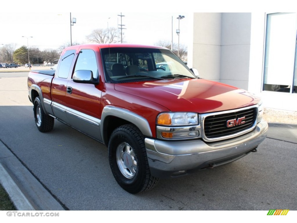 2000 Sierra 1500 SLE Extended Cab 4x4 - Fire Red / Graphite photo #1