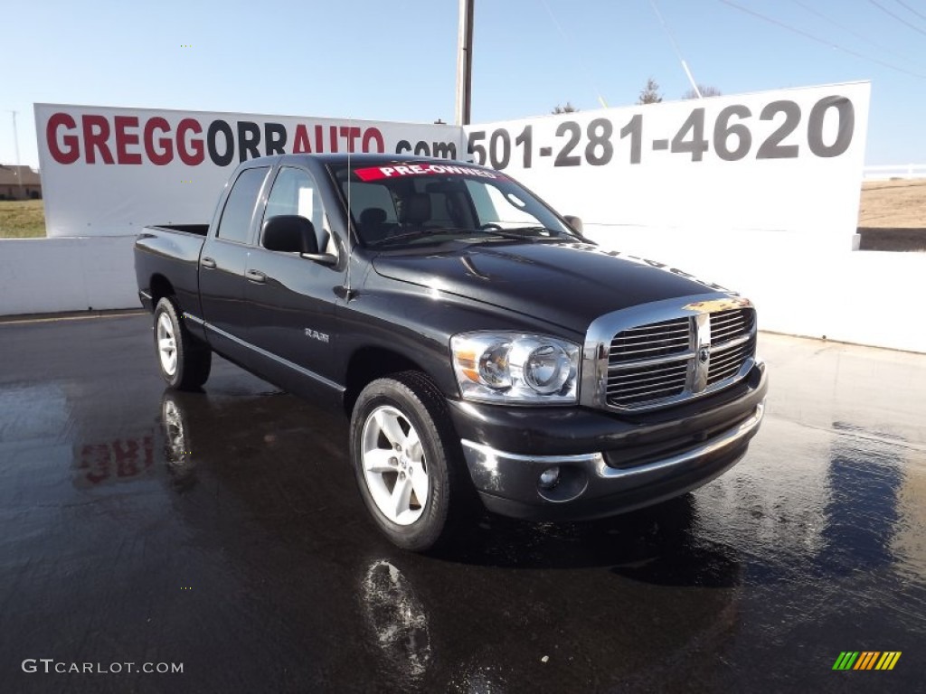 2008 Ram 1500 Lone Star Edition Quad Cab - Brilliant Black Crystal Pearl / Medium Slate Gray photo #1