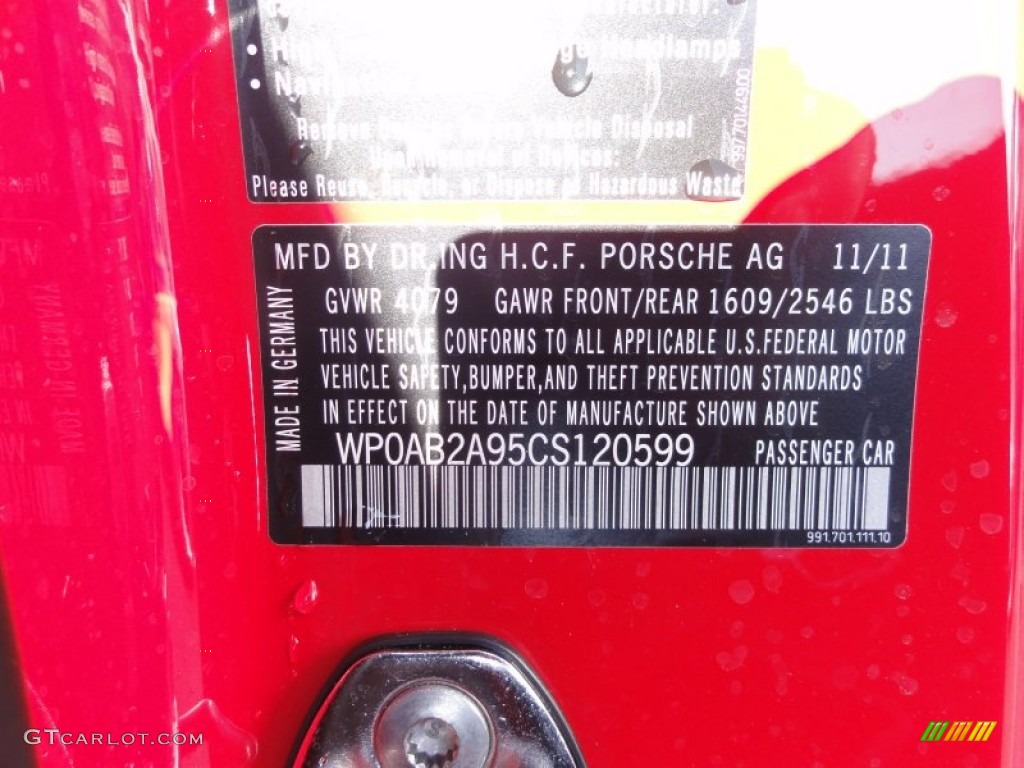 2012 Porsche New 911 Carrera S Coupe Info Tag Photo #60737896