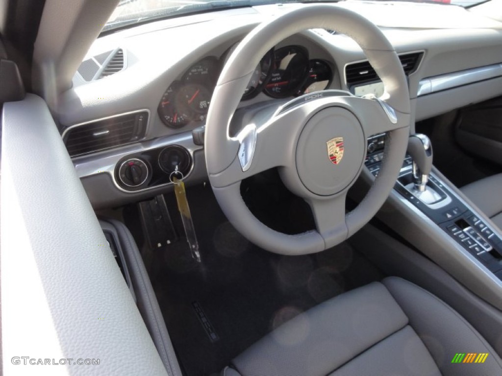 2012 Porsche New 911 Carrera S Coupe Platinum Grey Steering Wheel Photo #60738010