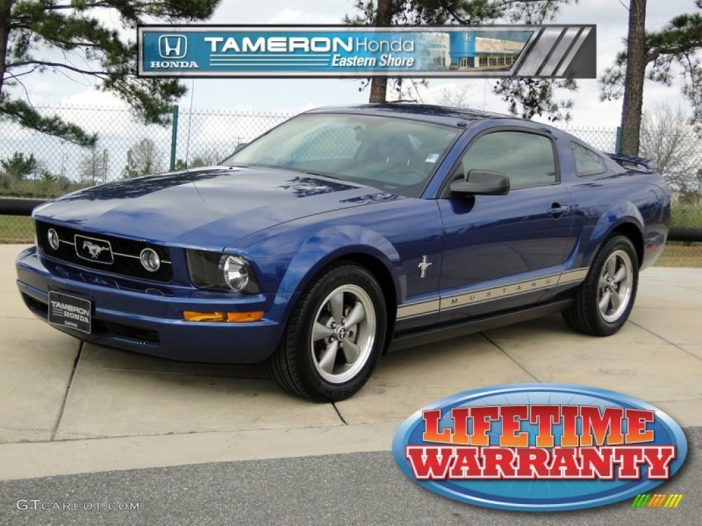 2006 Mustang V6 Premium Coupe - Vista Blue Metallic / Light Parchment photo #1