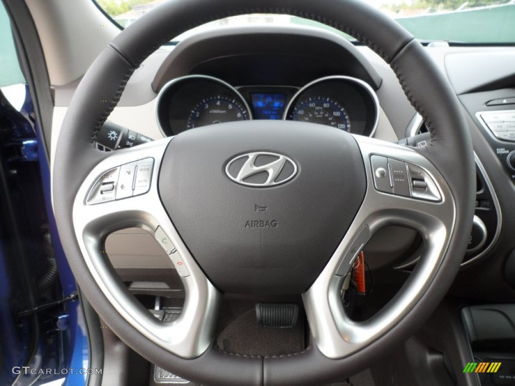 2012 Hyundai Tucson GLS Taupe Steering Wheel Photo #60747476