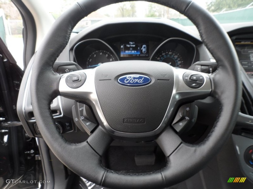 2012 Ford Focus Titanium 5-Door Charcoal Black Leather Steering Wheel Photo #60749560