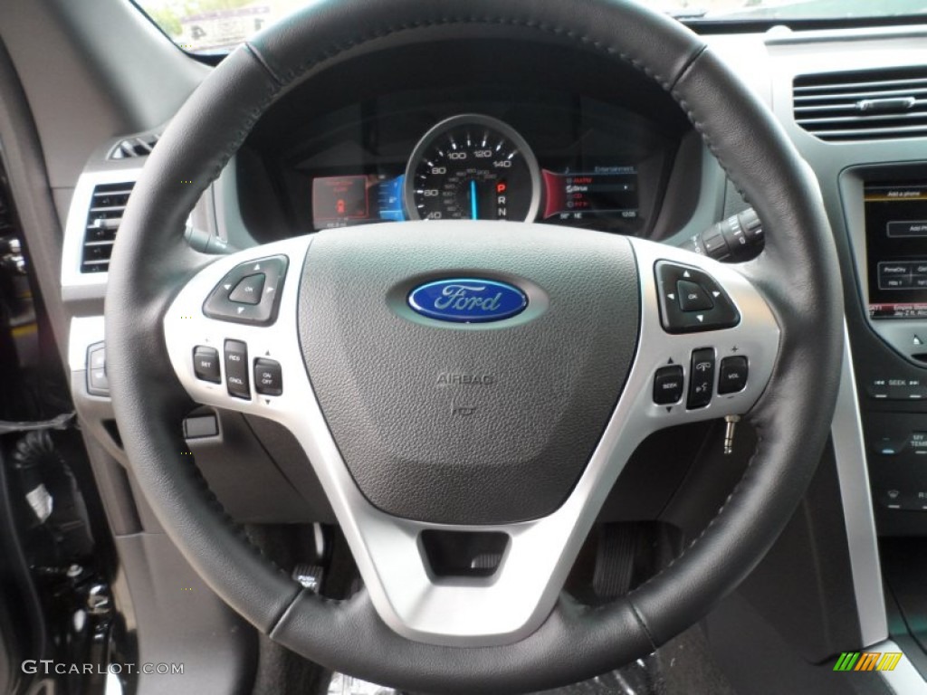 2012 Ford Explorer XLT Charcoal Black Steering Wheel Photo #60750692