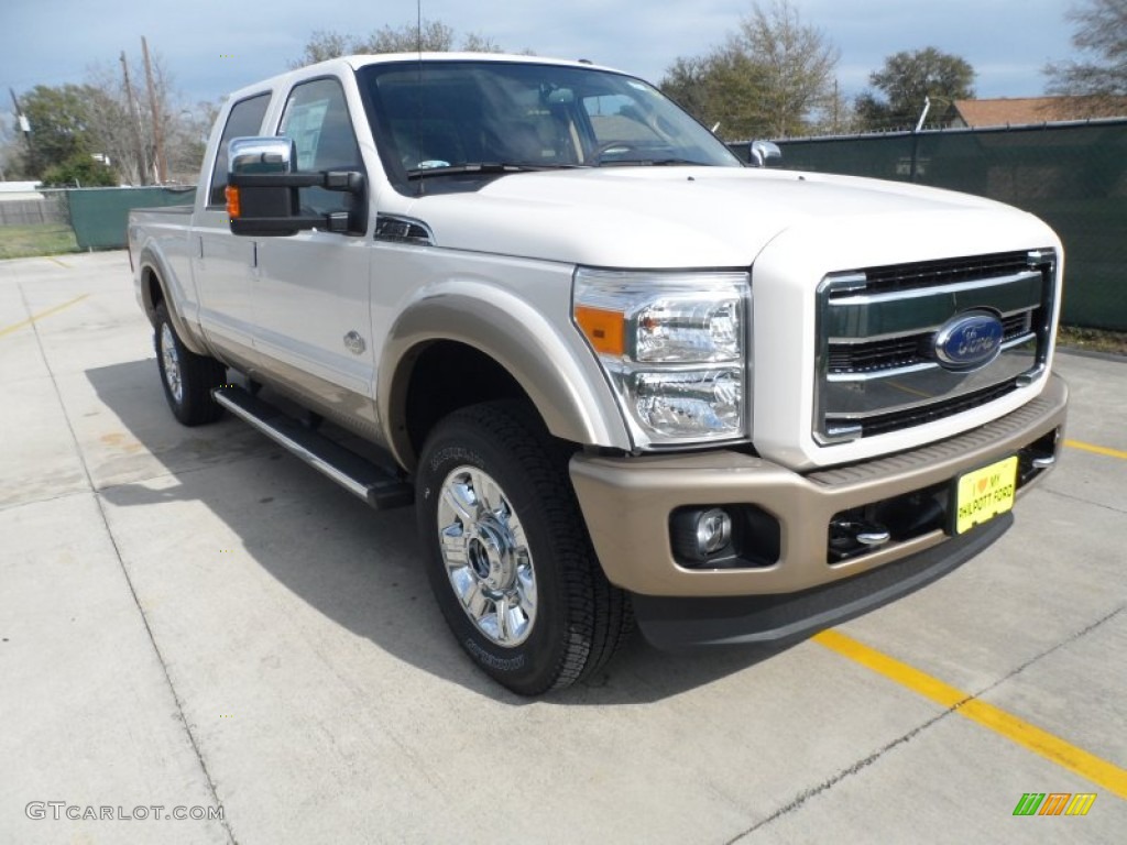 2012 F250 Super Duty King Ranch Crew Cab 4x4 - White Platinum Metallic Tri-Coat / Chaparral Leather photo #1