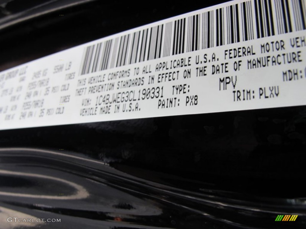 2012 Wrangler Unlimited Color Code PX8 for Black Photo #60753802