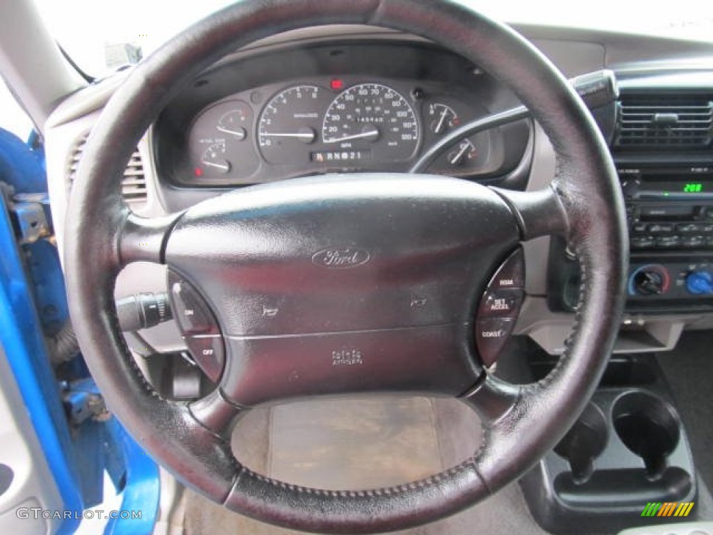 2000 Ford Ranger XLT SuperCab 4x4 Medium Graphite Steering Wheel Photo #60754514