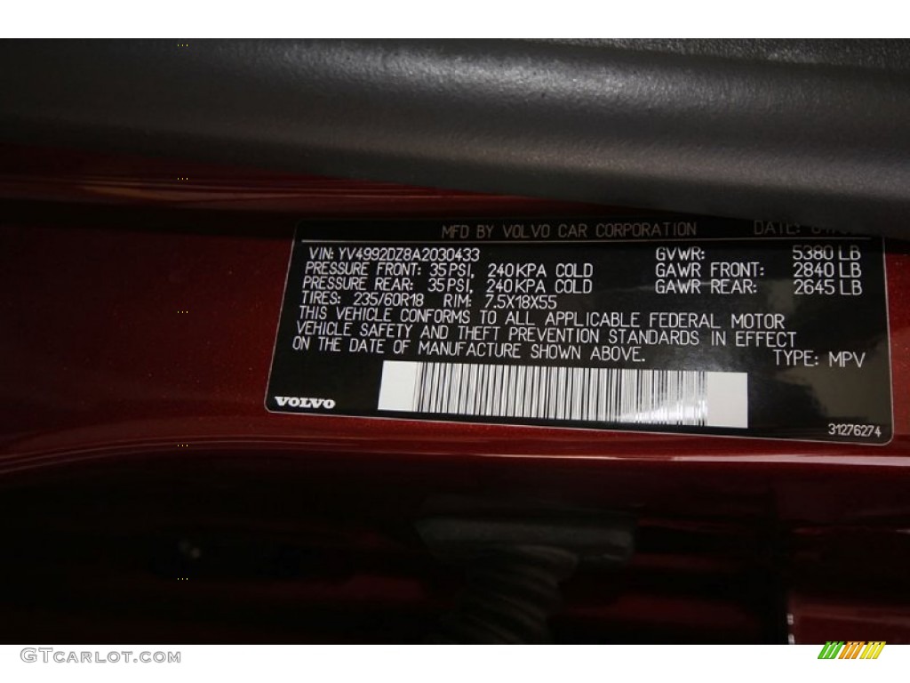 2010 XC60 T6 AWD - Maple Red Metallic / Sandstone/Espresso photo #7