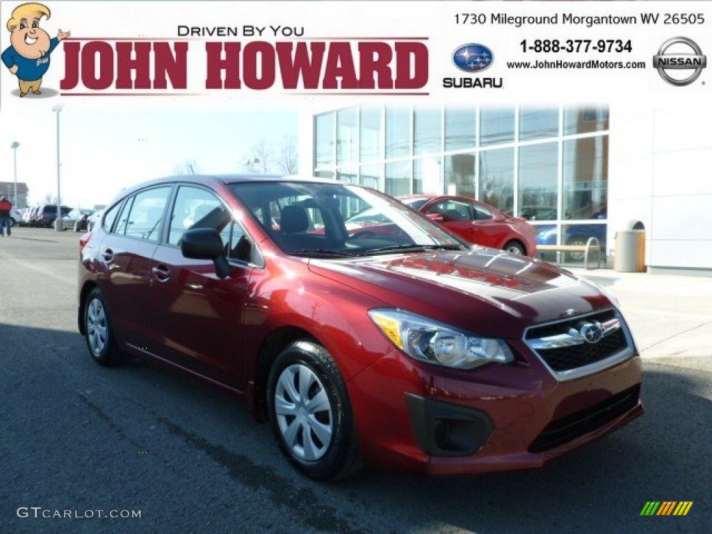 2012 Impreza 2.0i 5 Door - Camellia Red Pearl / Black photo #1