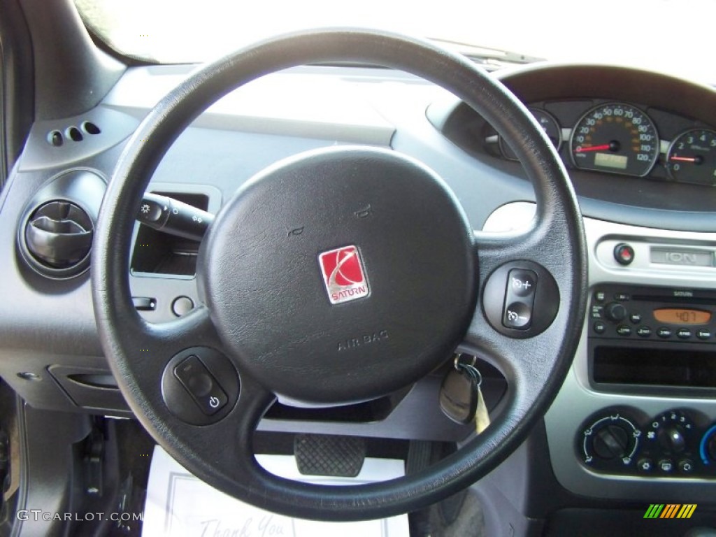 2004 Saturn ION 2 Quad Coupe Grey Steering Wheel Photo #60759155