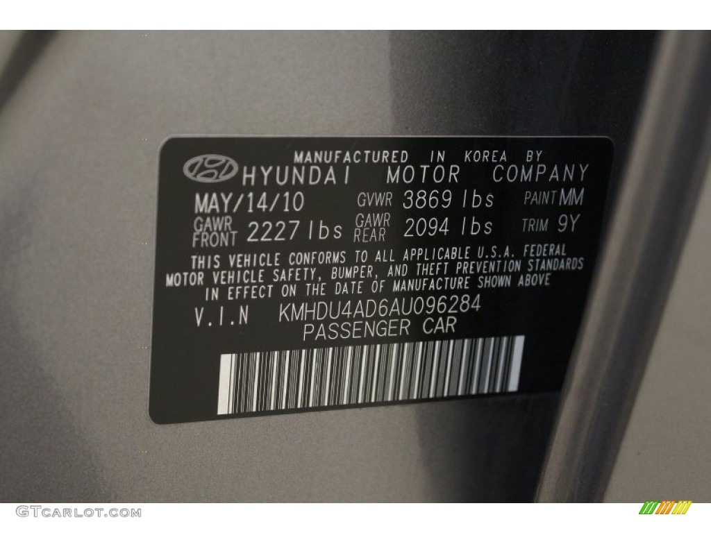 2010 Elantra GLS - Carbon Gray Mist / Gray photo #23