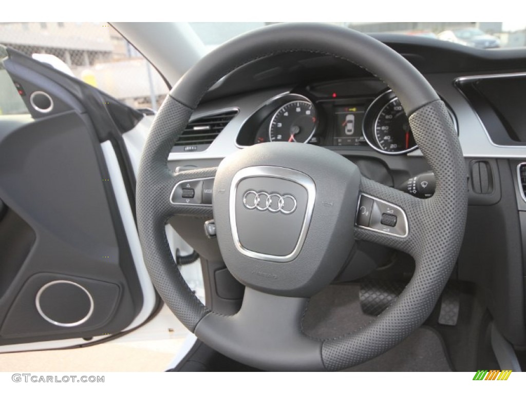 2012 Audi A5 2.0T quattro Coupe Black Steering Wheel Photo #60763557