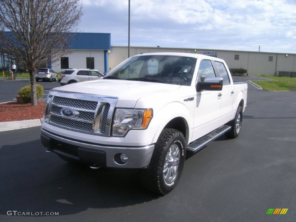 2010 F150 Lariat SuperCrew 4x4 - White Platinum Metallic Tri Coat / Black photo #1