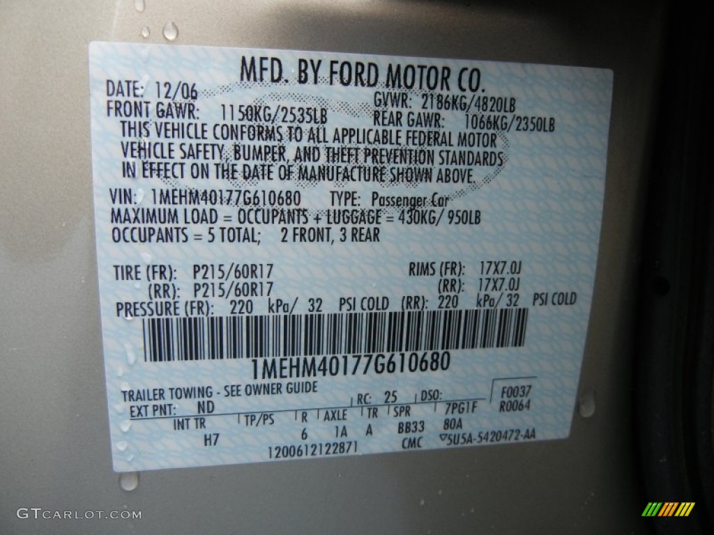 2007 Montego Color Code ND for Dune Pearl Metallic Photo #60763963