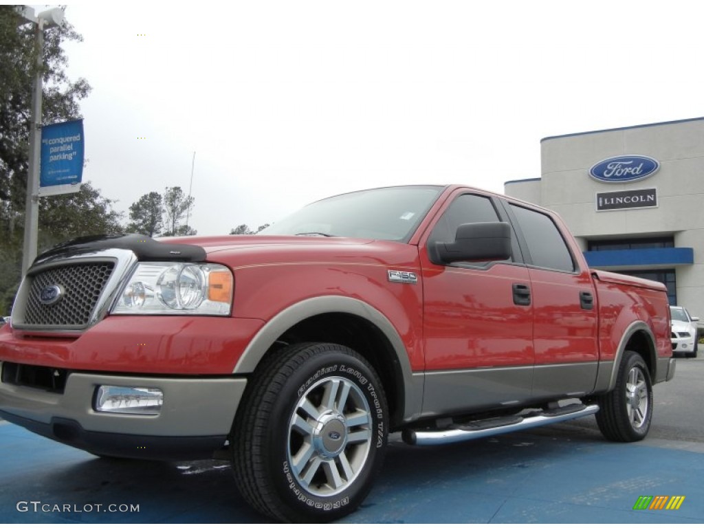 2005 F150 Lariat SuperCrew - Bright Red / Tan photo #1