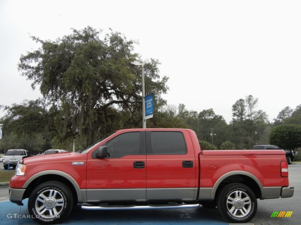 2005 F150 Lariat SuperCrew - Bright Red / Tan photo #2