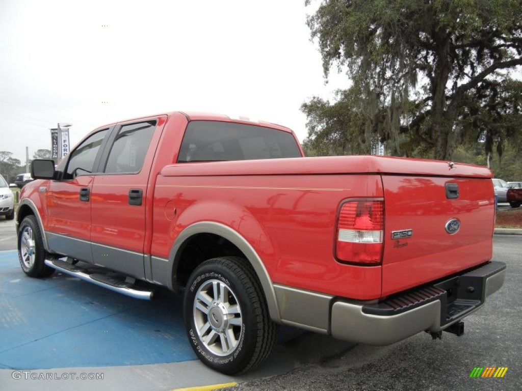 2005 F150 Lariat SuperCrew - Bright Red / Tan photo #3