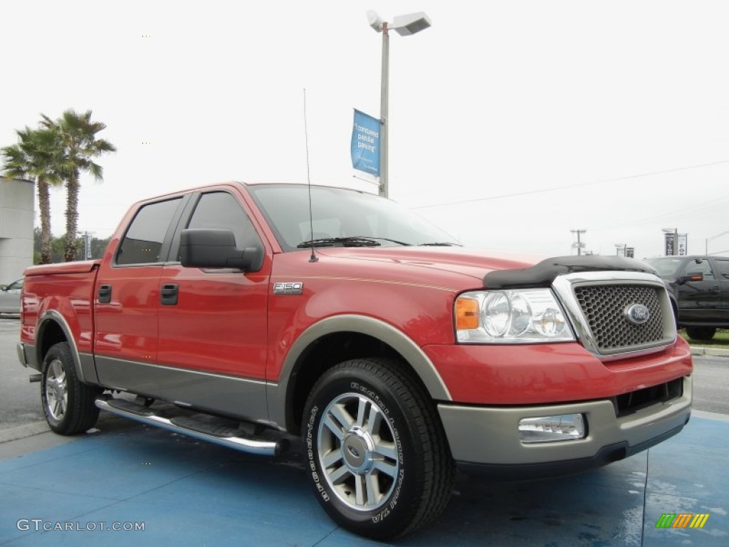2005 F150 Lariat SuperCrew - Bright Red / Tan photo #7